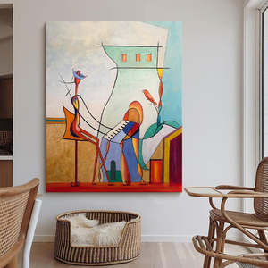毕加索名画入户玄关过道抽象纯手绘油画高端客厅竖版无框装饰挂画