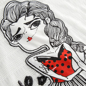 拉夏系列◆卡通人物印花镂空蕾丝上衣单件正品女装清货 撤柜剪标