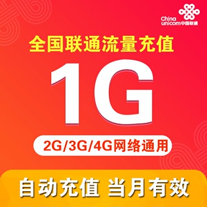 中国联通流量充值1GB 联通流量加油包 流量充值 不能提速