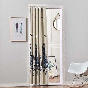 耀邦伸缩杆门帘家用空调房布艺卧室清新隔断帘遮挡试衣间北欧简约