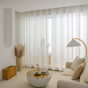 透光不透人百叶纱帘窗纱白纱门帘白色蕾丝免打孔安装客厅卧室窗帘