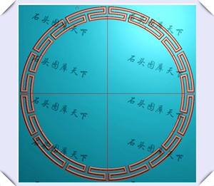 圆形万字回纹边框木雕挂屏外框圆框石雕精雕图电脑雕刻浮雕灰度图