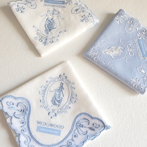 现货日本进口wedgwood韦奇伍德随身刺绣蕾丝纯棉手帕女手绢小方巾