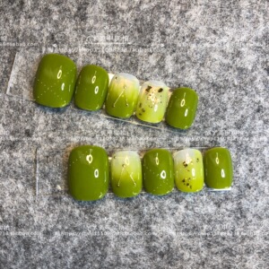 网红穿戴甲抹茶绿色小清新美甲假指甲成品反复使用春款尺寸定制