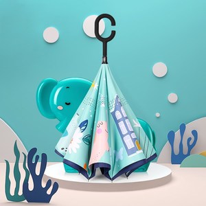 卡通自动反向伞创意双层长柄雨伞汽车用直杆晴雨两用长柄雨伞