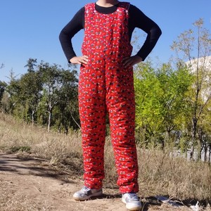 儿棉品】纯棉手工棉裤成人传统碎花背带裤天然棉花连体棉裤1人付款