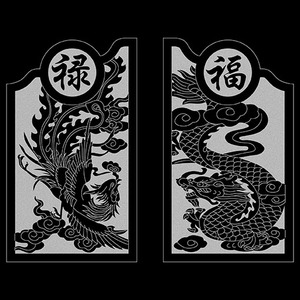 墓碑龙凤线雕图