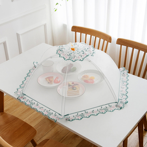 饭菜罩子桌盖菜罩可折叠食物微孔防尘防苍蝇长方形家用网纱遮菜盖