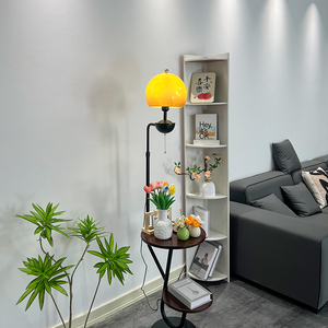 简约现代落地灯中古客厅沙发旁卧室床头灯创意个性带茶几立式台灯