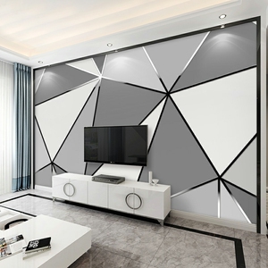 简约素色8d电视背景墙壁布3d几何线条壁纸客厅影视墙装饰壁画墙纸