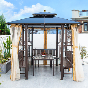 户外凉亭别墅花园阳光板帐篷新中式风防腐木露天遮阳休闲四柱亭子