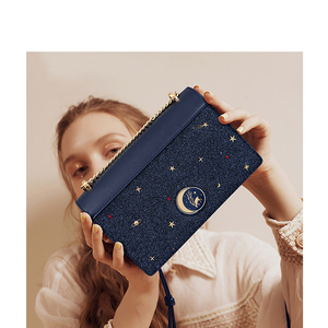 包包2020新款潮网红百搭小ck女包亮片星空包斜挎包链条腋下小方包