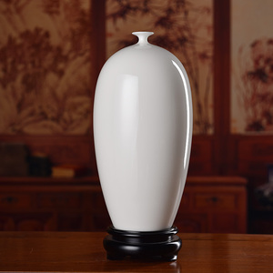 现货速发德化白瓷手绘陶瓷花瓶 古典瓷器摆件客厅装饰品/橄榄瓶