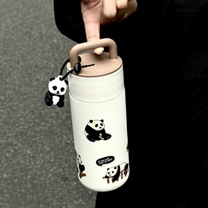 熊猫保温杯女士316不锈钢带茶隔可爱随手杯学生便携小巧泡茶杯子