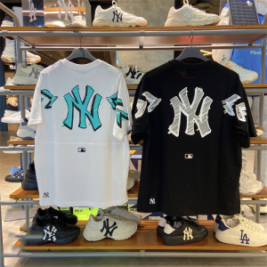 潮牌mlb ny水彩笔箭头印花休闲圆领短袖t恤2022夏季新款半袖情侣
