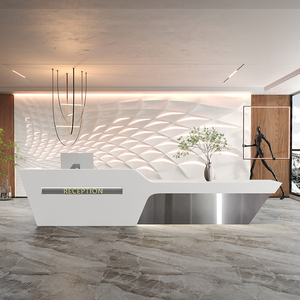 公司前台接待台简约现代不锈钢收银台售楼部酒店美容院吧台迎宾台