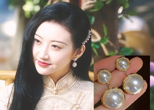 珍珠耳钉复古民国风耳环人间富贵花景甜司藤同款耳饰高级感宫廷风