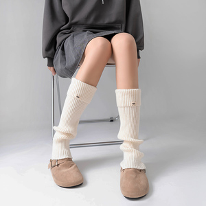 韩国东大门新款袜子女长筒秋冬季毛线针织袜套JK小腿堆堆袜ins款