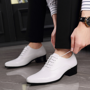 春秋季意尔康英伦尖头男鞋商务正装白色皮鞋真皮男士新郎结婚鞋男