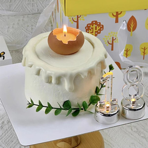 佳妍老师同款破壳日蛋糕装饰蜡烛网红蛋壳鸡蛋壳生日蛋糕蜡烛摆件