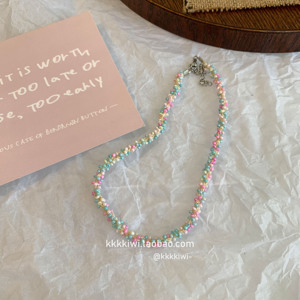 kkkkiwi 丨少女风花朵锁骨链韩国ins小众设计甜美串珠珍珠项链