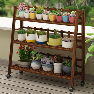 03美姐新款欧式铁艺多层带轮可移动花架家用阳台室内绿萝吊兰落地式