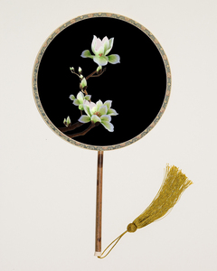 苏绣diy团扇套件 初学材料包 针迹玉兰 古风圆扇 闺蜜同事礼品