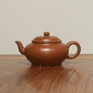 三炻斋●徐金根【扁灯】朱泥宜兴紫砂壶●全手名家壶●210cc已转