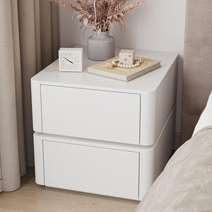 床头柜简约现代白色实木一对床边收纳储物柜窄卧室小型网红ins风