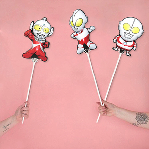 卡通奥特曼气球造型迪迦主题儿童生日活动小礼物手持杆子充气玩具