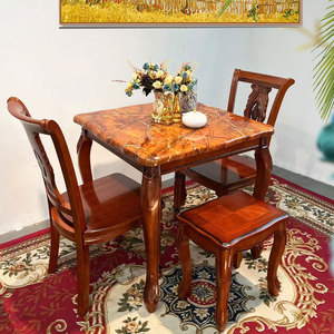 小户型欧式餐桌椅组合家用方桌子餐厅2人美式4人实木正方形小餐桌