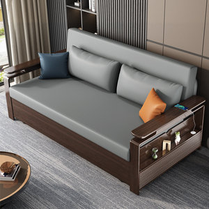 新款折叠沙发床两用客厅小户型实木储物双人科技布简约现代多功能