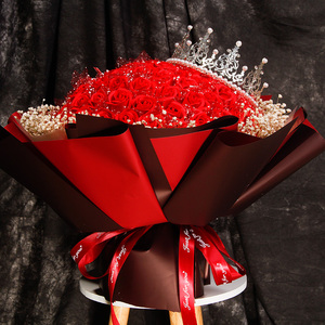 99朵玫瑰花香皂花情人节送女朋友老婆满天星干花花束生日礼物女生