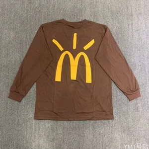 travis scott ts联名麦当劳宽松休闲大m印花长袖t恤 男女情侣同款