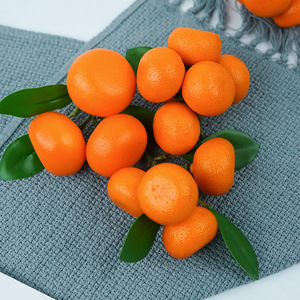 真水果假橘子带枝叶子小橘子串3头沙糖桔泡沫仿真砂糖橘模型
