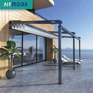 户外阳光房天幕帘电动伸缩玻璃房顶棚天幕篷隔热遮阳棚双轨折叠篷