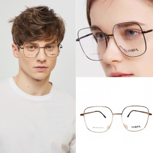 不压鼻梁无鼻托眼镜架术后防蓝光钛合金方形大框瘦脸可配度数包邮