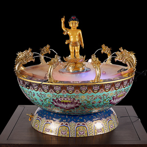 浴佛盆九龙吐水 景泰蓝太子佛纯铜贴金彩绘释迦佛浴佛节 浴佛用品