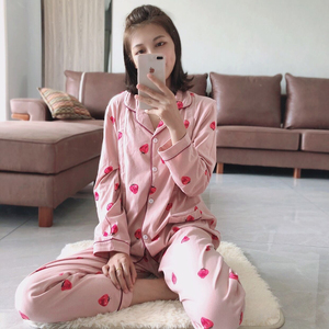 月子服春秋冬季4月份5产后纯棉吸汗可爱竖侧开口哺乳喂奶孕妇睡衣