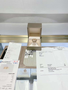 二手真品99新bvlgari宝格丽18k玫瑰金镶钻头尾镶钻3圈蛇头戒指s号