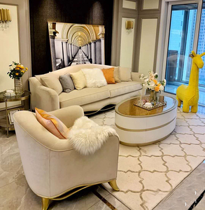 美式轻奢沙发套房组合客厅简欧布艺沙发后现代简约奢华三人位实木