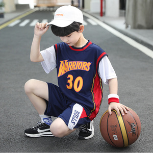 童装男童夏季篮球服2023新款儿童运动服男孩速干套装短袖假两件套