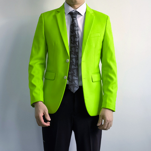 果绿色西装外套男陈晓同款修身韩版春秋潮薄款青年帅气男士小西服