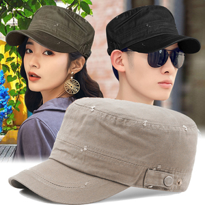 全封口短帽檐平顶帽男款春秋夏季女式帽子男潮大头围短檐平顶男帽