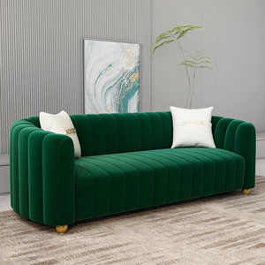 北欧轻奢墨绿色单双三人直排布艺沙发网红设计简约现代客厅小户型