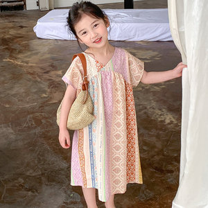 女童夏季泰国度假连衣裙女宝宝海边沙滩异域风情儿童波西米亚长裙