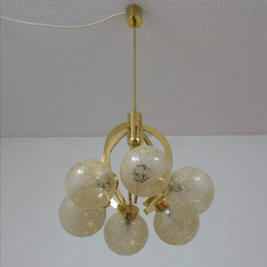 橄榄 中古风玻璃餐厅吊灯 包豪斯镀铬小客厅复古卧室吧台灯具