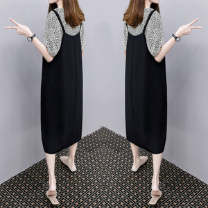 黑色背带裙雪纺