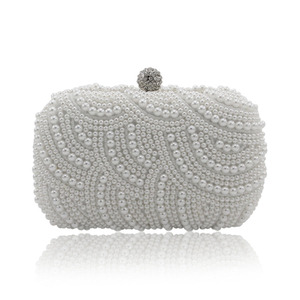 新款复古双面珍珠包串珠水钻宴会手拿包名媛晚礼服包旗袍中国风包