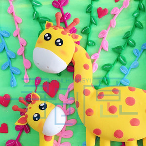 1胖胖长颈鹿千千寻创意超轻粘土相框画立体手工diy材料包亲子活动